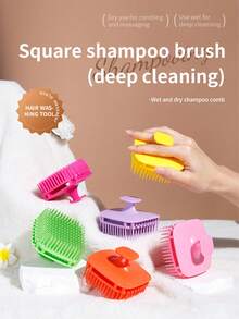 WANMEI 1 perie pătrată de păr, perie exfoliantă pentru scalp, perie de curățare a mătreții, masaj flexibil pentru scalp, potrivit pentru casă, birou, călătorii, animale de companie, cămine, înapoi la școală, curățitor și exfoliant pentru scalp din silicon pentru îndepărtarea mătreții și promovarea creșterii părului, utilizare umedă și uscată, perie de șampon unisex. - Multicolor - Vizualizare 11