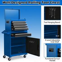 GOFLAME 5-Drawer Rolling Tool Chest High Capacity Tool Storage Cabinet With Lockable Wheel - Blue - View 9