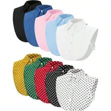 Hoolerry 10 Pcs Fake Collars For Women Detachable Faux Shirt Collar Fake Dickey For Women Outfit Half Shirts RoundRR8 - Multicolor - View 1