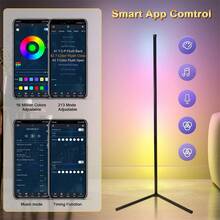 LED Corner Floor Lights -16Million DIY Color Changing, RGB Smart Modern Lights With Remote Control And APP Control, USB Power Supply, Four Modes With Music, Game Room, Living Room Office And Party Decor - Black - View 9
