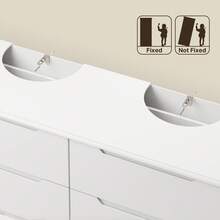 6 Drawer Vanity, Dresser Bedroom Storage Drawer With Anti-Tip Device ,Modern Wood Chest Of Drawers With Cut - Out Handles, Accent Dresser With Smooth Guide Rails And Large Support Legs  For Living Room, Room Decor - trắng - Xem 5