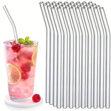 2/4/8 Stücke Glasstrohhalme mit Reinigungsbürste, geeignet für kalte Getränke, heiße Getränke, Saft, Milch, Hauspartys, Feiertagsgeschenke, anwendbar für Küche zu Hause, Restaurant, Musikbar, Party, Geburtstag, Hochzeit, Tassen-Zubehör, Valentinstag, Schulanfang, Camping-Zubehör, Picknick-Zubehör
