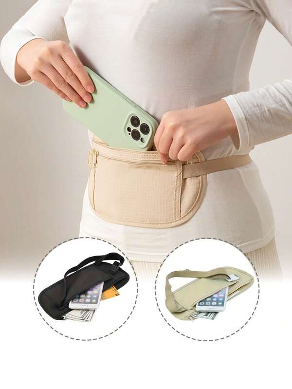 1 peça, bolsa de cintura de viagem personalizada, antirroubo, criativa e oculta, fina e à prova d'água, para esportes, com capacidade para celular, chaves, cartões, moedas, fones de ouvido, lenços de papel, passaporte e outros itens, adequada para uso diário, esportes, corrida, caminhada, ciclismo, condicionamento físico, escola e casa, itens essenciais para viagem, bolsa de viagem para férias e acessórios de viagem