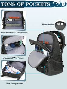 NEWHEY Lightweight Hiking Backpack, Camping Backpack, Unisex, Waterproof Outdoor Daypack With Shoe Compartment - Multicolor - View 3