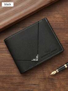 新款男士短款钱包卡包，带钞票夹、证件照相框和多个卡槽，采用高档PU软皮，大容量商务休闲钱包，带文件袋，时尚休闲钞票夹，适合年轻男士，可作为圣诞礼物、复古圣诞包、黑色钱包、男士礼物、新年礼物、情人节礼物。