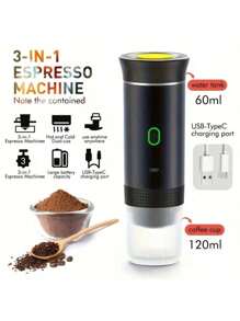 SOKANY Macchina per espresso portatile elettrica, macchina da caffè da viaggio per campeggio, auto e ufficio, con riscaldamento automatico e tipo C, in grado di preparare caffè caldo e freddo, compatibile con caffè macinato e caffè in capsule