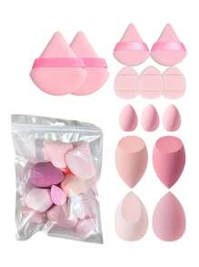 15pcs Makeup Sponge Set With Storage Container, Soft Beauty Sponge Applicable For Liquid Foundation, Fingertip & Powder Puff Dual-Use For Dry & Wet Powder Foundation ￼,Makeup,Cheap,Room Decor,Vanity,Travel,Bedroom,Makeup Accessories,Puff,Makeup Blender,Powder Puff,Makeup Sponge