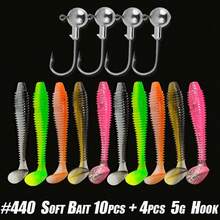 10pcs/30pcsSoft Fishing Lures Kit Silicone Lure Set Artificial Bait Worm With 4pcs /10pcs Crank Jig Head Hook - Multicolor - View 4
