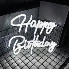 生日快乐 LED 霓虹灯，Hello Forty/One 夜灯照明标志用于墙壁派对装饰卧室房间酒吧婚礼家庭生日艺术装饰圣诞节带 USB 接口按钮控制易于安装。 - 多色光 - 查看 6