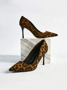 女士时尚亮橙色闪光尖头低跟高跟鞋，性感夜店风，8.5厘米，圣诞冬季圣诞礼物 - 彩色 - 查看 1