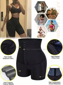 1 Short de neopreno de unicolor para sauna, conjunto de mujer, leggings de ejercicio con control de calor y cintura alta, dispositivo de compresión y modelado, cinturón de control del muslo y abdomen, adecuado para entrenamiento, deportes en casa y caminata