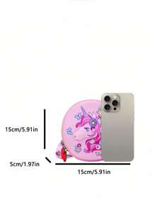1 pieza Bolso bandolera pequeño y redondo con estampado 3D lindo y de dibujos animados de niños y niñas con estilo, de estilo coreano versátil, correa de hombro casual y cómoda, variedad de patrones de impresión a elegir, satisface las necesidades básicas de almacenamiento, adecuado para uso diario y juego, una excelente opción de regalo