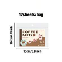 12 Sheets/Book Sticker Book Coffee Party Series Coffee Scenery PET Sticker Book, Scrapbook Supplies, Notebook Accessories, Decorative Notebooks, Photo Frames, Phone Cases, Water Cups, Junk Magazines, Pencil Cases, DIY Personalized Stickers, School Supplies, Back To School
