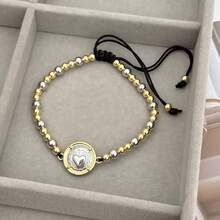 双色圣母玛利亚/圣本笃/心形串珠编织手链，男女通用珠宝，适合日常佩戴 - 黑色 - 查看 6