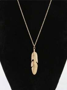 1pc Feather Leaf Pendant Necklace, Fashionable & Versatile, Minimalist Design For Women