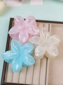2pcs/Set Pink White Purple Ombre Hibiscus Flower Large Plastic Hair Clips, Elegant And Versatile, Suitable For Everyday, Party, Work, Travel For Women,Pink Accessories