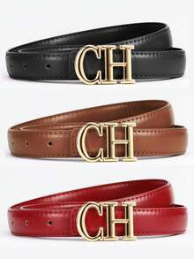 Bộ 3 thắt lưng nữ, khóa chữ chất lượng cao, thời trang đa năng, phù hợp với quần jeans và quần tây, thích hợp cho mùa hè, mùa thu, lễ Halloween và các dịp khác. - Nhiều màu - Xem 1