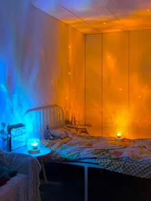 1 pieza Lámpara de noche en forma de C con efecto de ola de agua giratorio, lámpara de mesa creativa con efecto de llama y 16 colores, con control remoto, diseño de ondas de agua giratorias RGB, adecuada para habitación de niños, dormitorio, pasillo - Luz ambiental cilíndrica con ondas de agua. - Ver 9