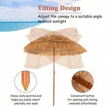 Costway 6.5 FT Thatched Beach Umbrella Tilt Tiki Hawaiian Patio Portable - 如圖 - 查看 6