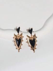 2 pares de pendientes de acero de titanio con diseño exagerado para uso diario, pendientes de acero inoxidable chapados en oro de 18k con borde de perla y forma de corazón múltiple