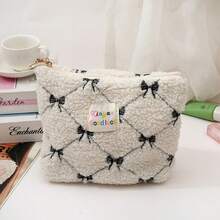 蝴蝶结笔袋刺绣笔袋，送蝴蝶结饰品，女士/学生文具收纳袋，耳机收纳配件，开学季，韩版铅笔盒，开学季，学校用品，铅笔袋，书包