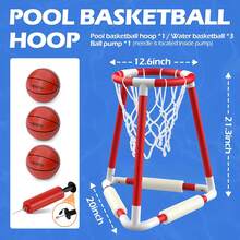 Ropoda Pool Basketball Hoop, Floating Basketball Pool Games, Floats Pool Basketball Games, Summer Swimming Pool Floating Game Set With 3 Balls, Pump, Summer Outdoor Pool Games And Adults - 1 - 查看 4