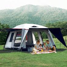 Durable & Thick Double-Layer, Easy To Set Up, Suitable For 4-8 People, 2 Bedrooms, Black Coating Sun Protection, With Storage Bag, Ventilation, Mosquito-Proof - Ideal For Outdoor Camping And Hiking!