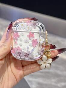 Transparent Ditsy Floral Compatible With Pro 3rd Gen Wireless Bluetooth Earphone Case, Minimalist Soft Protective Cover For Pro 2/3/4, Suitable For Men And Women - Dusty Purple - View 6