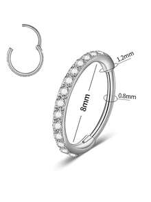 1 件不锈钢氧化锆环状耳屏软骨密镶方晶锆石耳软骨穿孔耳环海螺耳轮穿孔身体饰品 - 如圖 - 查看 12