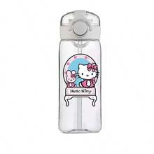 Sanrio Cana de apă Kuromi, cană pentru câini Cinnamoroll, cană transparentă din plastic pentru vară cu pai, produs din desene animate Sanrio Anime