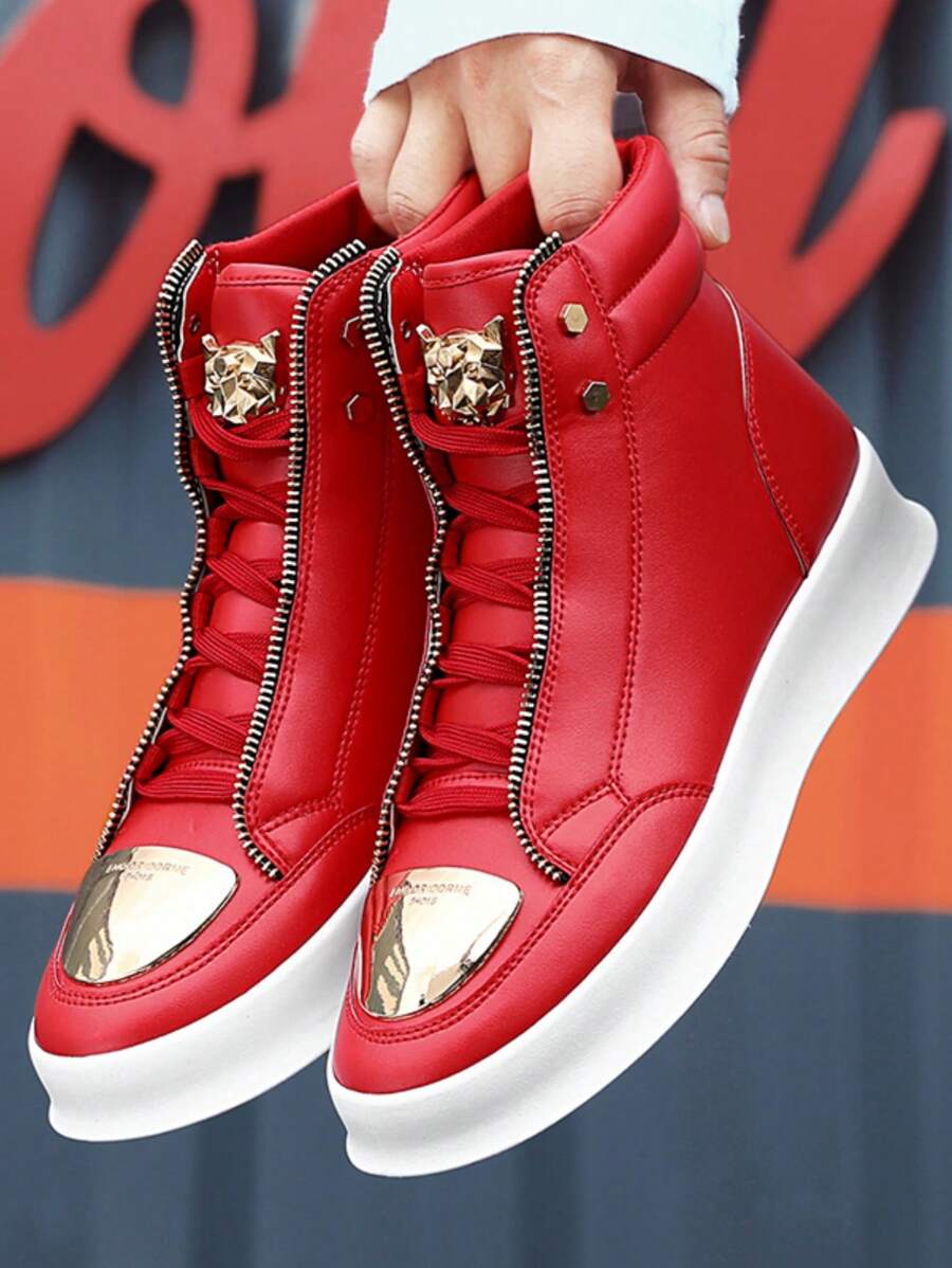 Chaussures de sport montantes décontractées pour hommes, design à lacets fermés confortable, convient aux bottes décontractées, aux bottines, aux bottes légères et confortables, aux chaussures décontracté outdoor, aux chaussures de course, aux chaussures de skate à plateforme, pour toutes les saisons