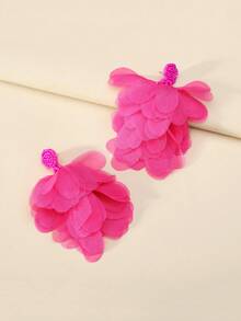 1 Pair Bohemian Beads Fabric Flower Large Earrings For Women Summer Beach Vacation Party Prom Jewelry - A Pair Of Floral Tassel Earrings - View 10