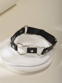 1 件可调节黑色大心形皮革服装腿吊袜带 - 彩色 - 查看 2