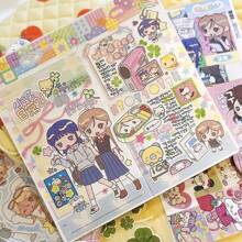 1 Sheet Kawaii Japanese Style Girl Diary Stickers, Cartoon Character Decorative Stickers For Scrapbooking/Planner,School Supplies,Back To School