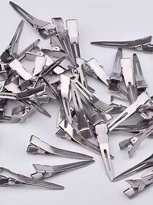 30 件女士无缝金属鳄鱼夹银色发夹，适用于接发、辫子、刘海和丰盈发型 - 銀色 - 查看 7