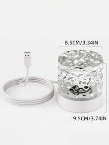 1 包 C 型圆形夜灯水晶台灯，带旋转水波纹效果的创意床头灯，带 16 种颜色和遥控功能的火焰氛围灯，卧室 RGB 遥控夜灯带旋转水纹设计，适用于儿童房、卧室、走廊，