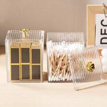 1 pièce Porte-lingettes de maquillage transparent, organisateur de tampon de maquillage, boîte de rangement pour lingettes démaquillantes avec couvercle anti-poussière, organisateur de bijoux et de cosmétiques
