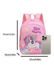 1 pieza Mochila de estudiante de color contrastante con estilo coreano de moda y lindo diseño de unicornio, casual y versátil, adecuado para cualquier ocasión, mochila de viaje ligera, apta para alturas de 90-130cm, correas de hombro cómodas y ajustables, adecuado para uso al aire libre, viajes, escuela, un regalo ideal para el regreso a clases