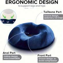 1pc Orthopedic Memory Foam Donut Pillow Coccyx Seat Cushion Hemorrhoid Cushion Tailbone Cushion For Pregnant Butt Cushion Hip Push Up Yoga Pillow Car Office School Chair Seat Pad - Velvet Navy Blue (no Anti-slip Bottom) - View 4