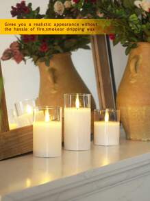 1/3pcs Flameless Candle Lights, Battery Operated With Timer/Remote Control, Candles (4 Inch, 5 Inch, 6 Inch), Pillar Candles, Flickering LED Candles, Suitable For Decorating Dining Table, Party, Wedding, Holiday Ambiance, Ivory White