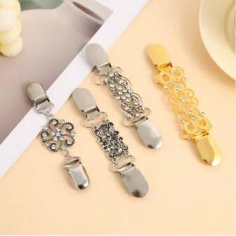 1件/4件套秋冬毛衣披肩夹领口鳄鱼发夹防滑胸针女士服装配饰