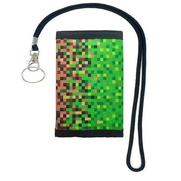 RFID Trifold Digital Wallet With Lanyard For Youngsters, Mini Coin Purse With Zipper And Front Pocket For Teenagers [Pattern Placement Is Random, There May Be Slight Color Differences Between Batches]