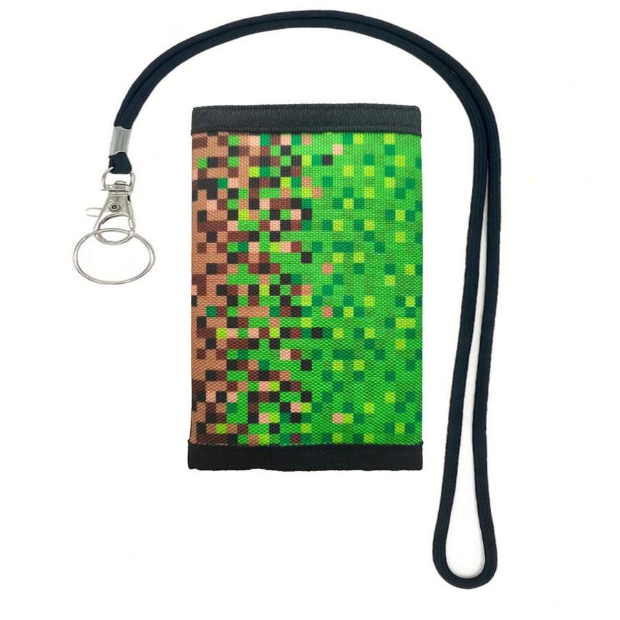 Cartera plegable digital RFID con cordón para jóvenes, monedero mini con cremallera y bolsillo delantero para adolescentes [La colocación del diseño es aleatoria, puede haber ligeras diferencias de color entre los lotes] - Multicolor - Ver 1