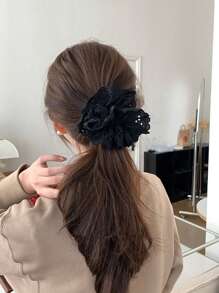 3 Stücke hochwertige Damen Scrunchies aus Spitze in Schwarz, Weiß, Braun - modische, vielseitige, elegante Haraccessoires geeignet für den täglichen Lässig-Stil, Partys, Pendeln, Strand, Make-up-Kombination