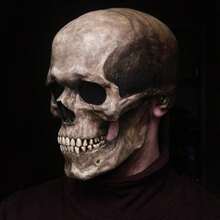 1pc Horror Skull Mask, Realistic Skeleton Mask Headwear, Trick Or Treat Decoration Mask, Movable Jaw Skeleton Mask Costume - Multicolor - View 6