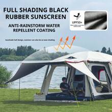 Durable & Thick Double-Layer, Easy To Set Up, Suitable For 4-8 People, 2 Bedrooms, Black Coating Sun Protection, With Storage Bag, Ventilation, Mosquito-Proof - Ideal For Outdoor Camping And Hiking!