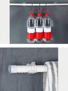 6PCS Curtain Rod Hooks Brackets, No Drill Adhesive Mounting For Hotel And Home Use, Easy Install Curtain Hanger Clips - Multicolor - View 6