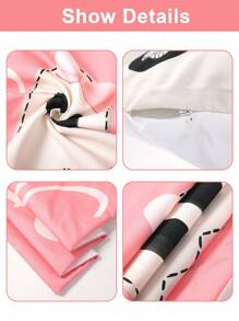 4 buc. Fețe de pernă moi și confortabile pentru decorațiuni de Halloween, fețe de pernă roz cu model înfricoșător de piersică, model "piele de piersică", Halloween, decorațiuni pentru petrecere, Halloween, decorațiuni pentru casă, decorațiuni pentru cameră, huse de pernă pentru canapea extensibilă, cadouri de Halloween, Crăciun