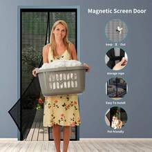 1 Set Magnetic Screen Door, Self-Sealing Heavy-Duty Mesh Partition - Keeps Bugs Out, Pet & Kid Friendly, Easy To Install, Polyester Material, Indoor Outdoor Use, Indoor Partition | Modern Screen Door | Easy Installation, Screened In Patio Breathable Magnetic Mesh Curtain - Multicolor - View 3