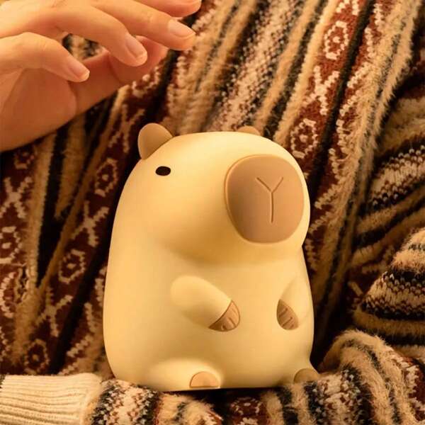 A Kabibara Silicone Night Light, USB Rechargeable LED Desktop Lamp With Adjustable Brightness, Animal Theme Sleep Lamp For Bedroom, Countertop Desk Accessories With Lithium Battery, Switch Control Is Perfect For Gifts